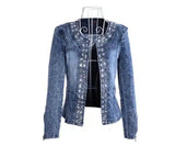 Stylish Denim Blazer Set for Effortless Chic-Blue-1