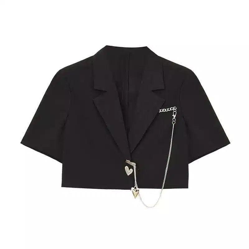 Chic Casual Suit Jacket for Women-Black-1