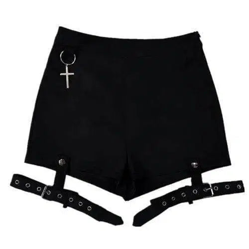 Summer Punk Rock Women's Shorts Cross Ring Hanging-9