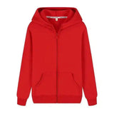 Unisex Zip-Up Hoodie with Pockets-Red-2