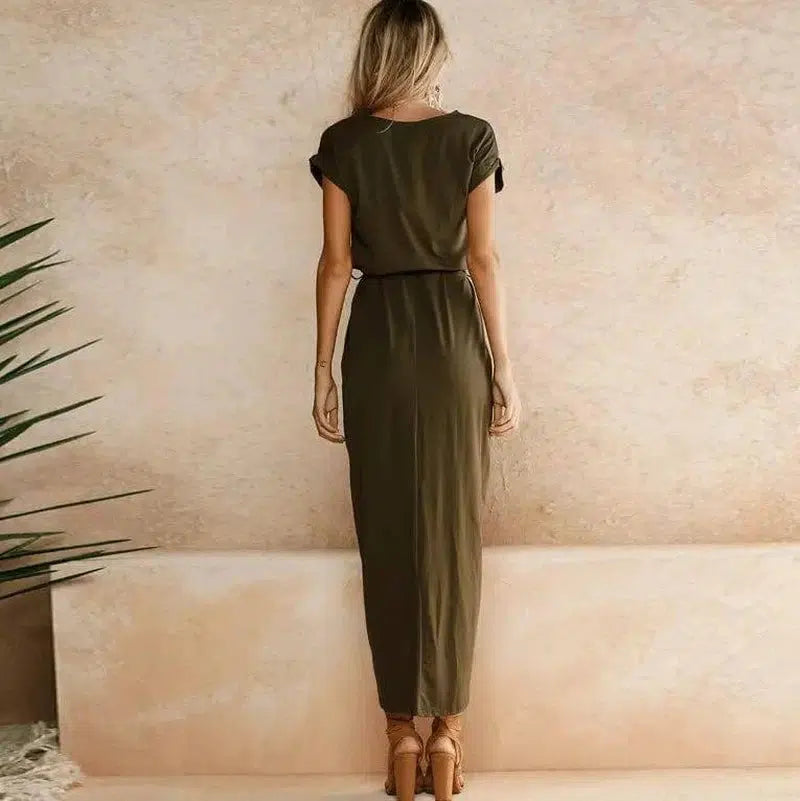 Versatile Wrap Midi Dress in Assorted Colors-5