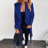 Womens Casual Longline Blazer for Workwear-Blue-5