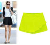 Women's Casual Shorts - Mid-Waist Slim Ruffled Skirt.-1