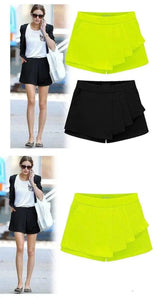 Women's Casual Shorts - Mid-Waist Slim Ruffled Skirt.-4