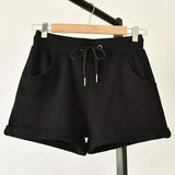 Women's Cotton Beach Shorts-Black-13