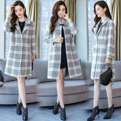 Winter Plaid Long Coat for Women-1