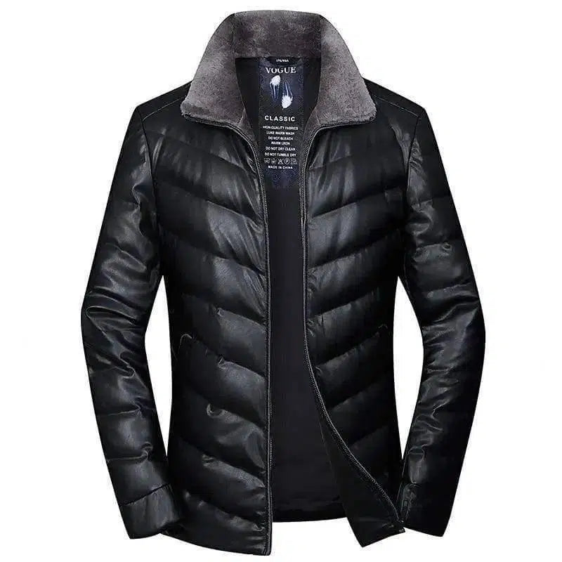 LOVEMI - Lovemi - Wool collar youth men's leather down jacket short