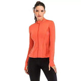 Women's High Neck Long Sleeve Athletic Top-Orange-2