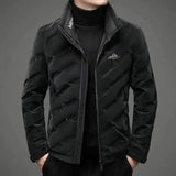 Youth down jacket short padded lapels keep warm trend-Black-5