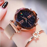 Luxury Women Watches Ladies Clock Magnet Buckle Starry Diamond Geometric Surface Quartz Wristwatch-1