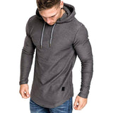 Men Hoodie Sweatshirt Casual Long Sleeve Slim Tops Gym T-shir Khaki / 3XL-Dark grey-2