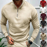 Men's Autumn And Winter Fleece-lined Solid Color Long Sleeve-1