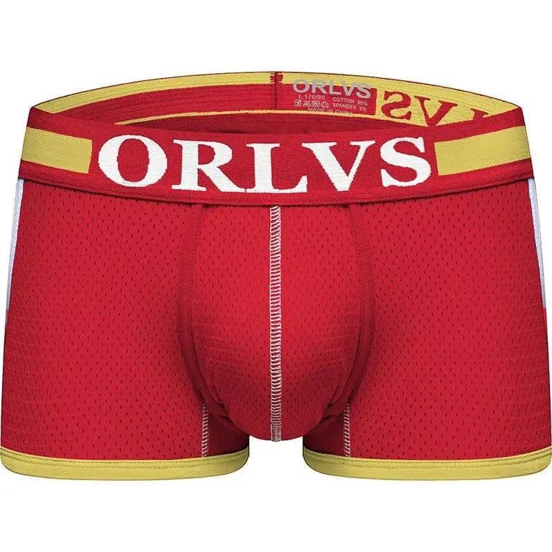 Men's Boxer Shorts Low-Waist Elastic Hip-Lift Boxer Briefs-2Red-12