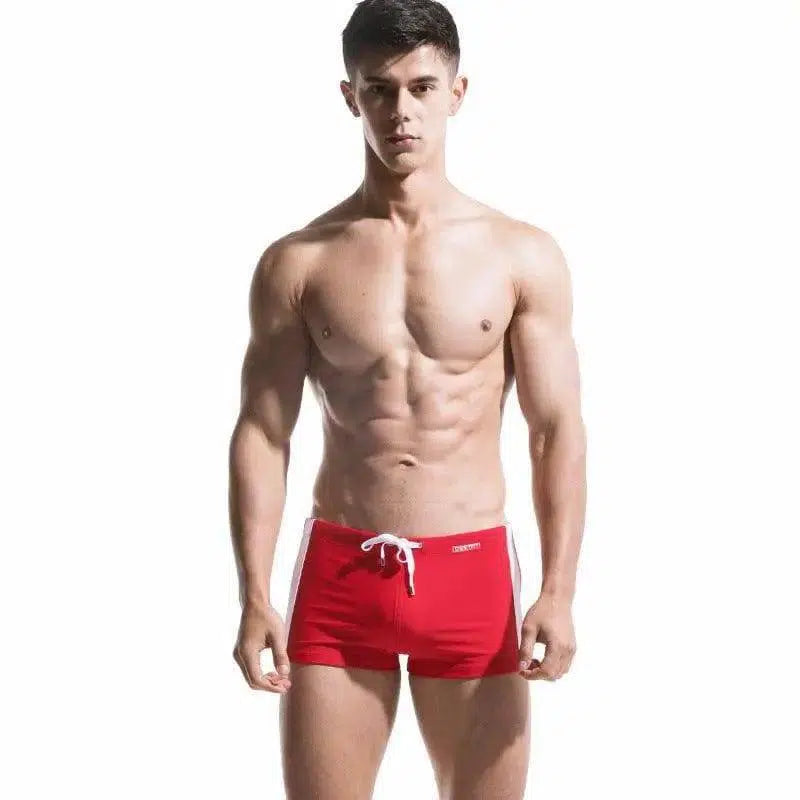 Men's boxer swim shorts-Red-6