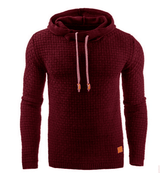 Men's Jacquard Sweater Long-sleeved Hoodie Warm Color Hooded-Red-13