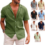 Men's Tops Casual Button Down Shirt Short Sleeve Beach Shirt-1