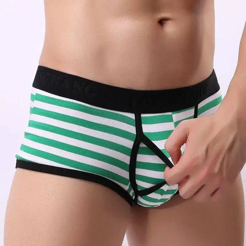 Men's Underwear Boxer Briefs Side Opening Boxer Briefs-Green-2