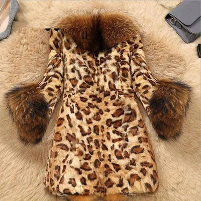 Mid Length Leopard Print Coat In Autumn And Winter For Women-4