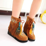 National Style Women Short Boots With Soles-Yellow-1