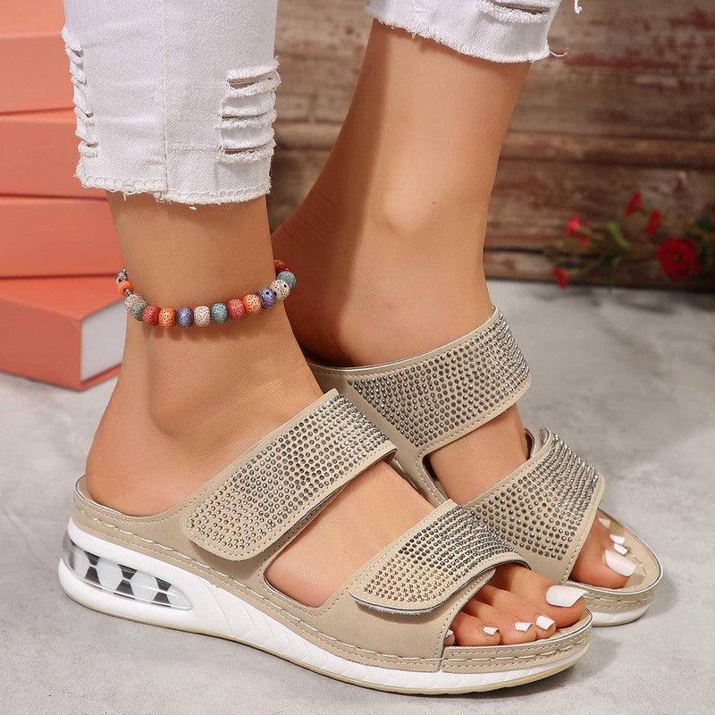 New Air Cushion Wedges Sandals Summer Casual Rhinestone-2