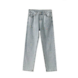 Paint Splash Blue Jeans Straight Loose Jeans-Blue-3