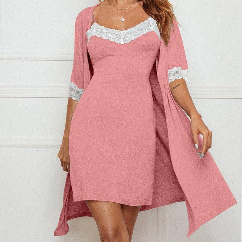 Pajama Suit Lace Stretch Slip Nightdress Nightgown-1