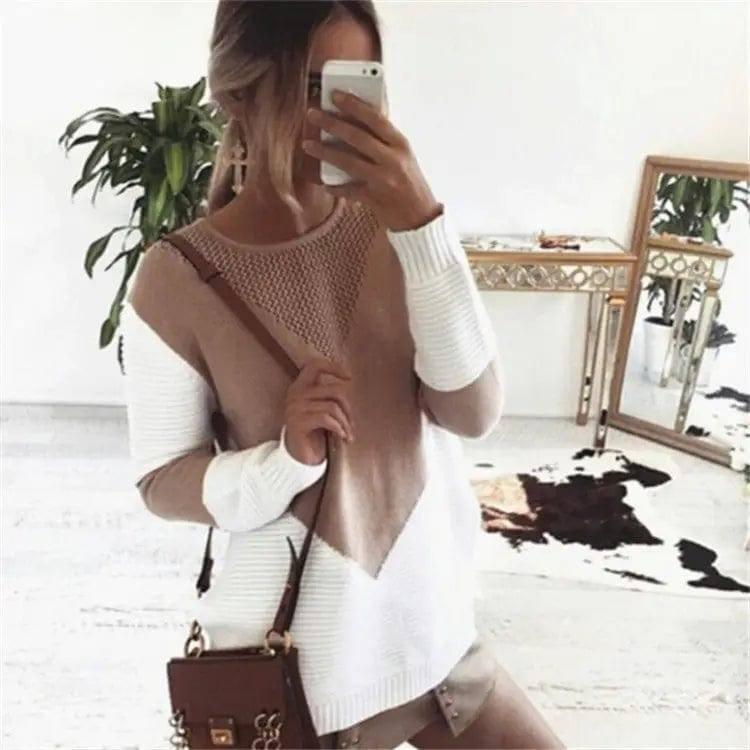 Paneled sweater sweater loose-1