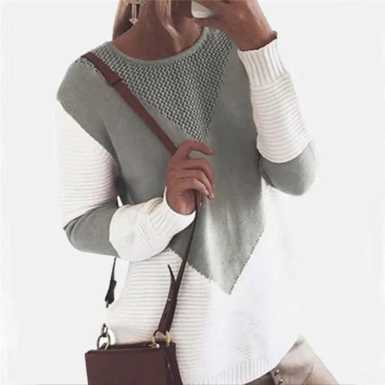 Paneled sweater sweater loose-5