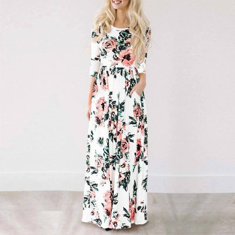 Floral Long Sleeve Maxi Dress-7