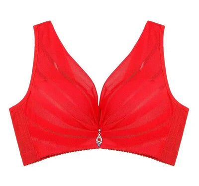 Plus Size Underwear Bras For Women Lingerie Crop-Red-4