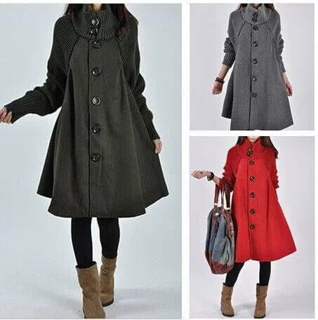 Plus Size Women's Mid-length Loose Woolen Coat-5