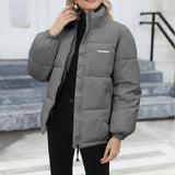 Plus Size Women's Thermal Cotton-padded Coat-Gray-10