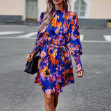 Printed Dress Autumn Elegant Long Sleeve Dress-7