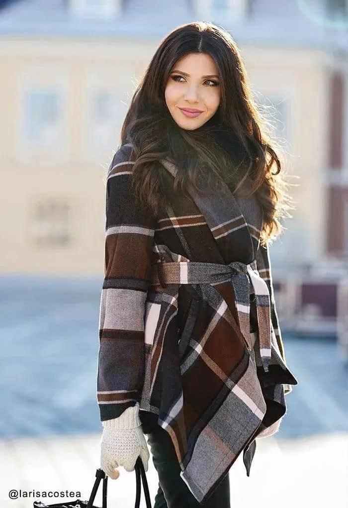 Printed hot style long sleeve patchwork jacket-Coffee-5