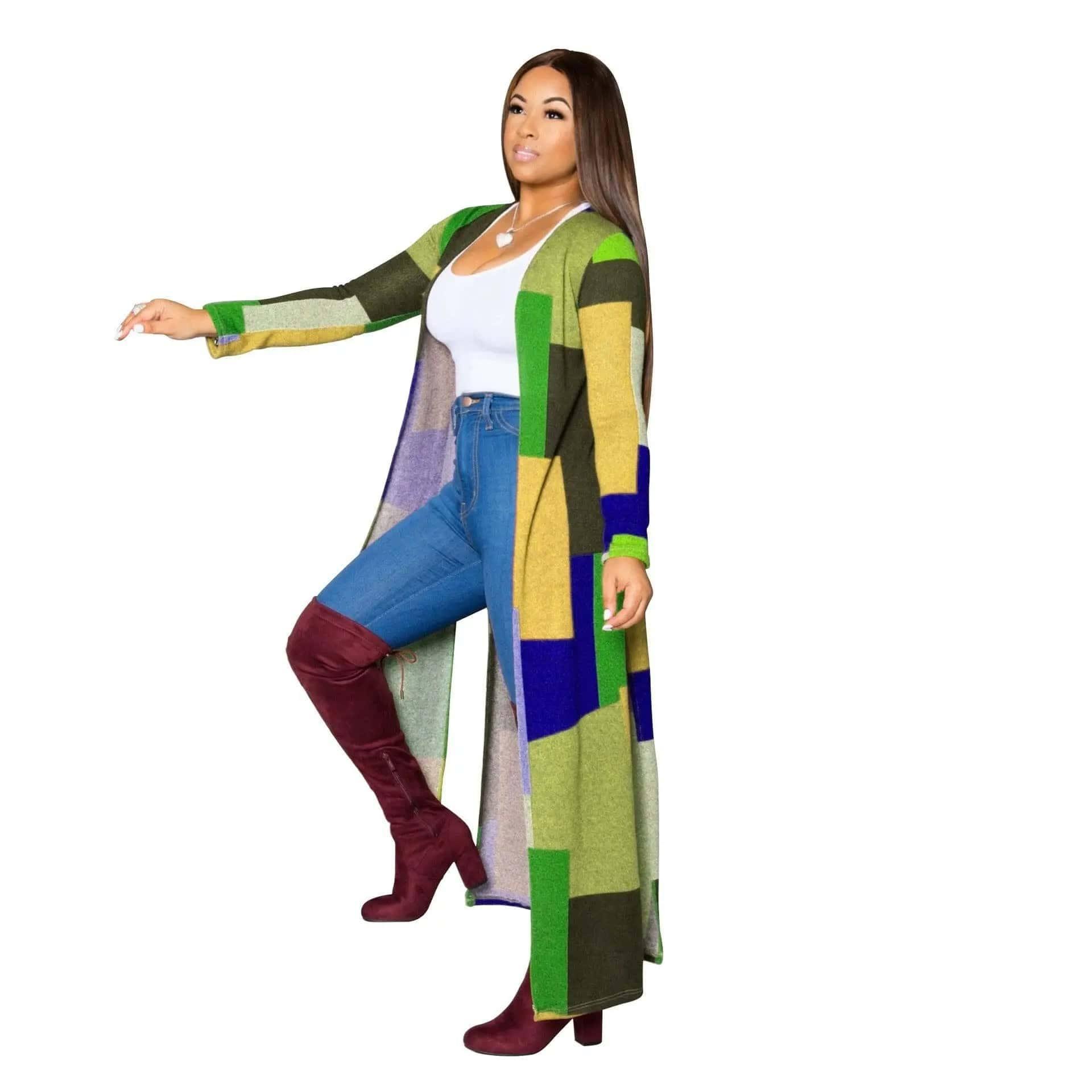 Printed long trench coat-6