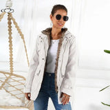 Removable Inner Liner Thickened Warm Korean Style Women's-White-3