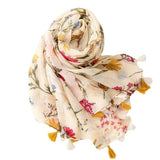 Retro Style Rice Coffee Flower With Sequin Scarf Travel-Pink-7