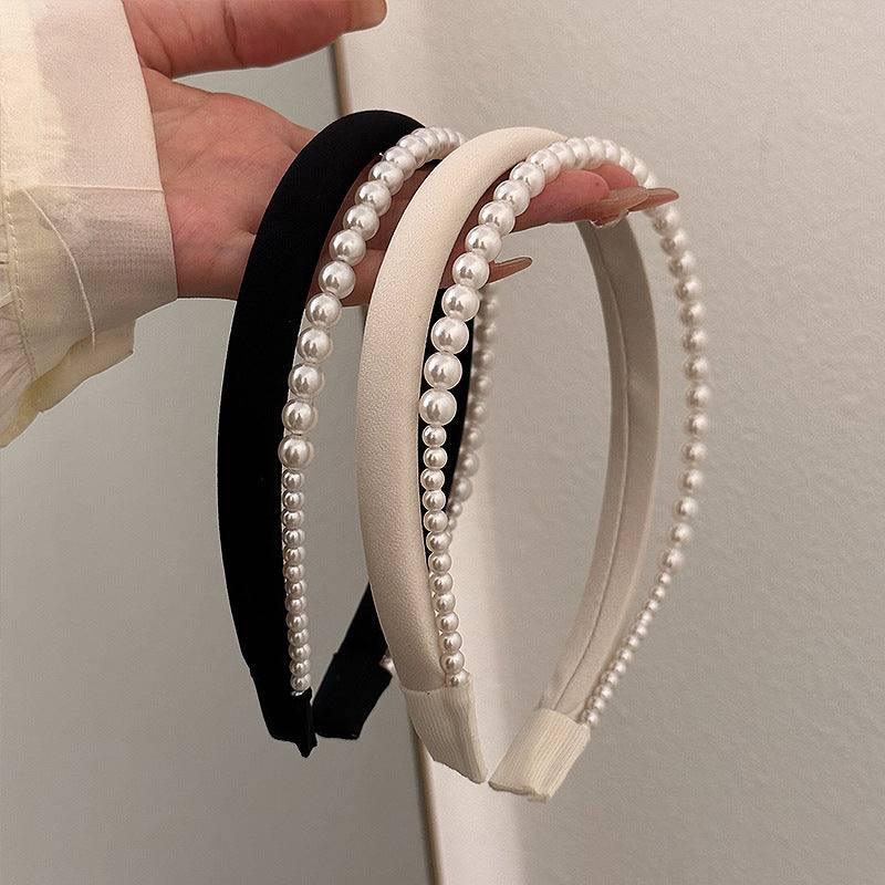 Satin Pearl Grace Double-layer Headband-7