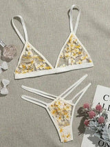 Sensual Lingerie Woman Underwear Set Bra Thong-Yellow-3