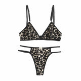 Sensual Lingerie Woman Underwear Sexy Set Bra Thong-Leopard-4