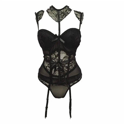 lace lingerie set-Black-7