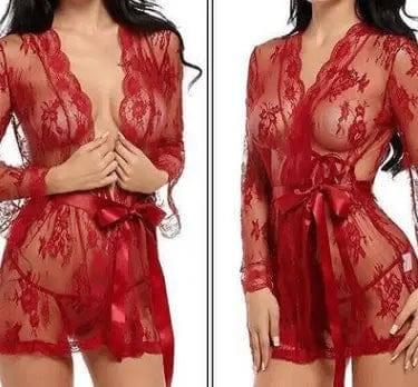 lingerie bathrobe strappy nightdress set-1