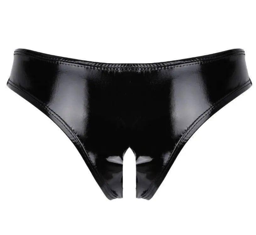 Sexy Lingerie Mini Panties Sexy Women's T-pants Patent-Black-2