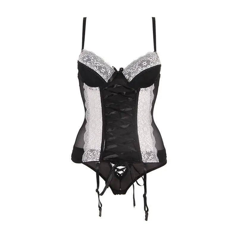 Sexy Lingerie Nightclub Sexy File Underwire Gather Uniform-Blackandwhite-2