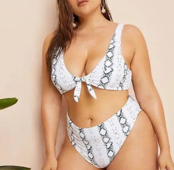 plus size knotted high waist ladies swimwear-5