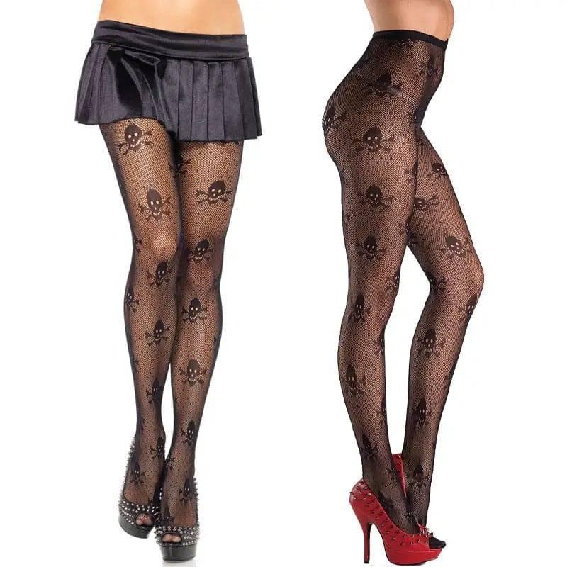 Sexy skull pantyhose stockings-Black-1