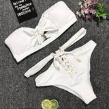 Sexy Solid Color Banded Bikini-White-1