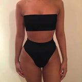 Solid Color Tube Top Two-piece Swimsuit-1