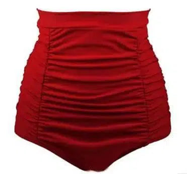 Sexy Solid High Waist Bikini Bottom Women Swimwear-Red-3