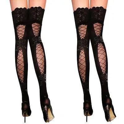 Sexy Women Stockings Lace Top Sheer Thigh High Silk St-Black-4